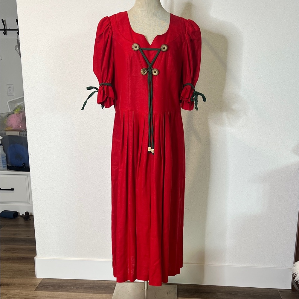 M & G Octoberfest Bavarian German Folk Linen Blend Dress